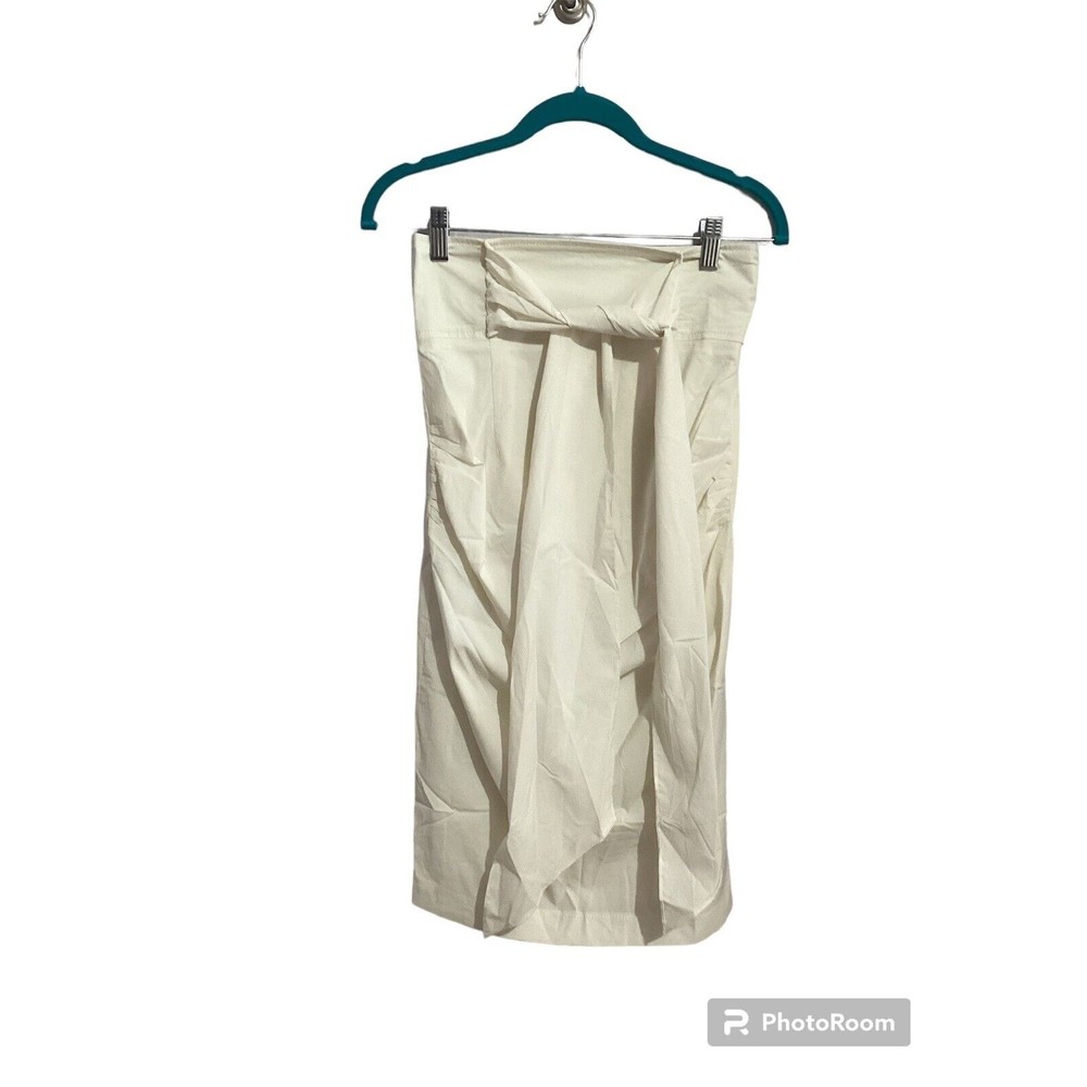 Lucy Paris Ivory High Waist Knee Length Skirt Front Bow
